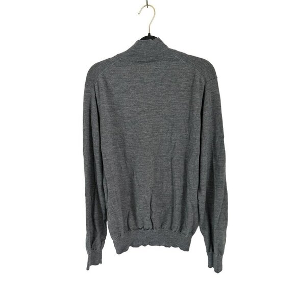 CULLEN Merino Wool Henley Knitted Long Sleeve Gray High Neck - Picture 5 of 7